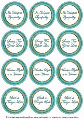 Teal in Sympathy Round Sentiment Toppers