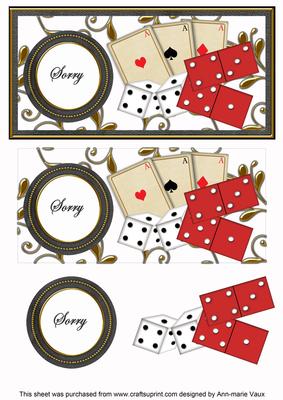 White Games Sorry Dl Decoupage Topper
