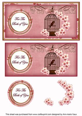 Pink Birdcage Both of You Dl Decoupage Topper