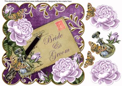 Lilac Roses Bride & Groom 8in Scallop Topper