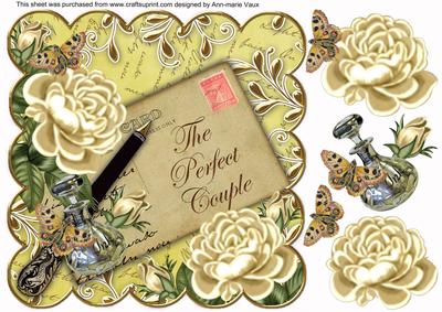 Cream Lemon Roses the Perfect Couple 8in Scallop Topper