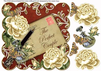 Cream Sun Roses the Perfect Couple 8in Scallop Topper
