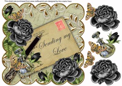 Black Olive Roses Sending My Love 8in Scallop Topper