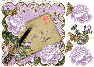 Lilac Roses Sending My Love 8in Scallop Topper