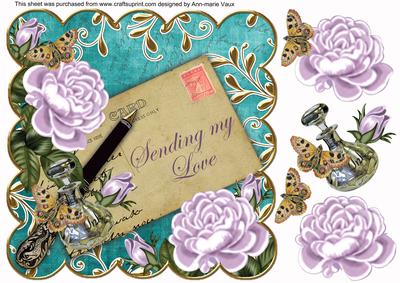 Lilac Dteal Roses Sending My Love 8in Scallop Topper