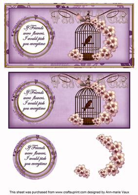Lilac Birdcage If Friends Were -  Dl Decoupage Topper