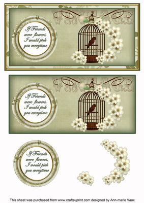 Olive Birdcage If Friends Were -  Dl Decoupage Topper