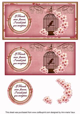 Pink Birdcage If Friends Were -  Dl Decoupage Topper