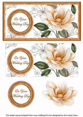 Peach Magnolia Wedding Day Dl Decoupage Topper