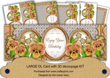 Borange Pansy Enjoy Your Birthday Large Dl Card Kit