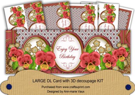 Cherry Pansy Enjoy Your Birthday Large Dl Card Kit