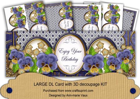 Dblue Pansy Enjoy Your Birthday Large Dl Card Kit