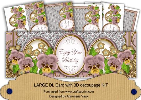Dpink Pansy Enjoy Your Birthday Large Dl Card Kit