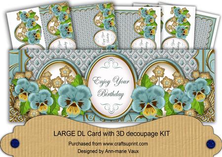Dteal Pansy Enjoy Your Birthday Large Dl Card Kit