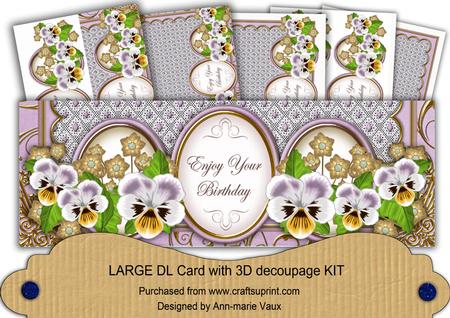 Lilac Pansy Enjoy Your Birthday Large Dl Card Kit