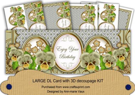 Olive Pansy Enjoy Your Birthday Large Dl Card Kit