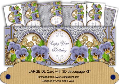 Pblue Pansy Enjoy Your Birthday Large Dl Card Kit
