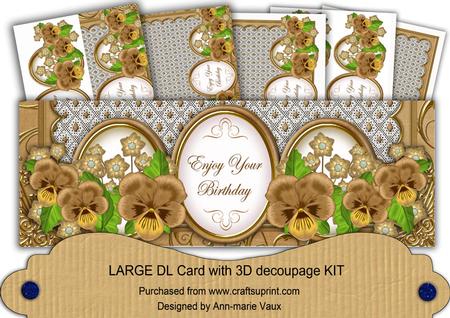 Vtea Pansy Enjoy Your Birthday Large Dl Card Kit