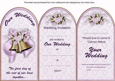 Lilac Wedding Bells Wedding Invitation & Rsvp Tri-fold Card