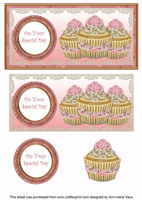 Pink Vintage Cupcake Special Day Dl Topper