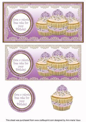 Lilac Vintage Cupcake Calorie Free Cake Dl Topper
