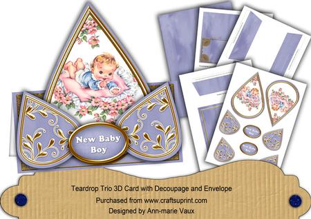 New Baby Boy Blue Teardrop Trio Kit