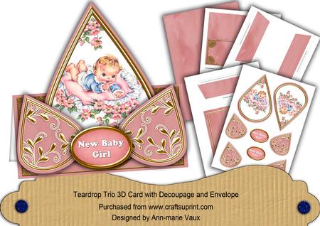 New Baby Girl Pink Teardrop Trio Kit