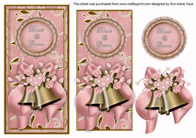 Pink Wedding Bells Bride & Groom Dl Topdown Topper