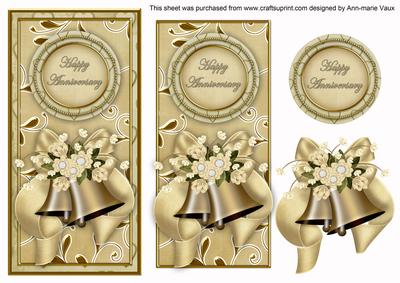 Cream Wedding Bells Happy Anniversary Dl Topdown Topper