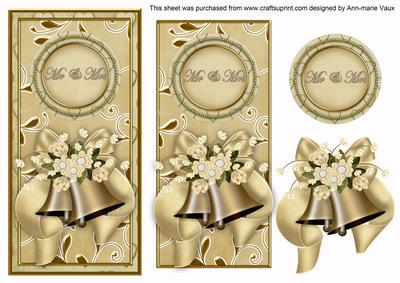 Cream Wedding Bells Mr & Mrs Dl Topdown Topper