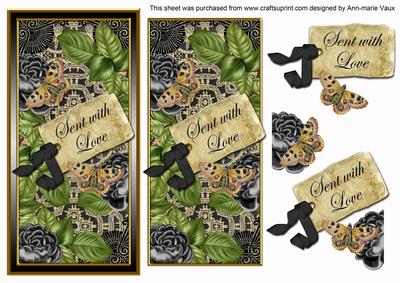 Black Roses Sent with Love Dl Topdown Topper