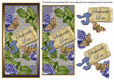 Blue Roses Sent with Love Dl Topdown Topper