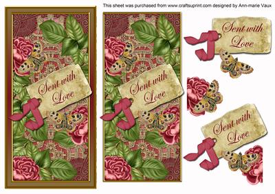 Dpink Roses Sent with Love Dl Topdown Topper
