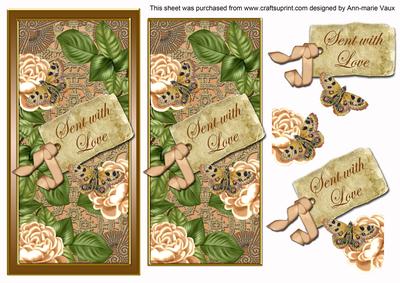 Peach Roses Sent with Love Dl Topdown Topper