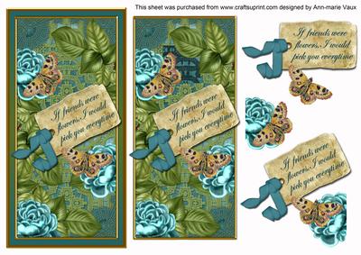 Teal Roses If Friends Were -  Dl Topdown Topper