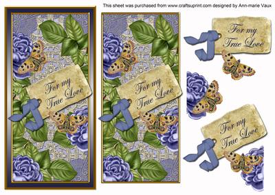 Blue Roses My True Love Dl Topdown Topper