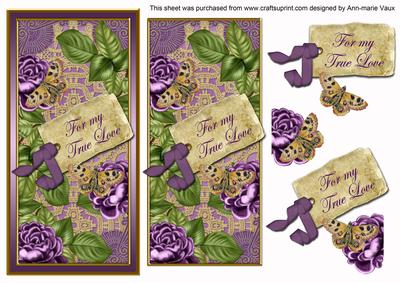 Purple Roses My True Love Dl Topdown Topper