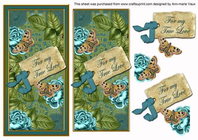 Teal Roses My True Love Dl Topdown Topper
