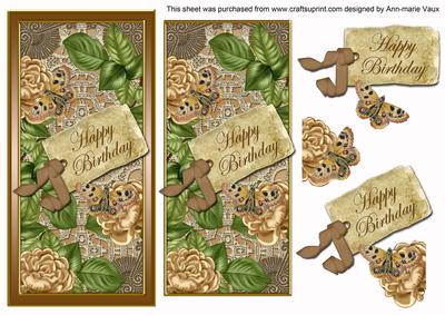 Coffee Roses Happy Birthday Dl Topdown Topper