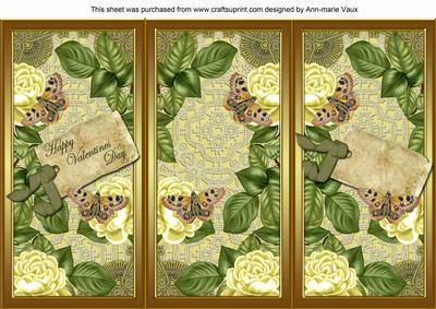 Lemon Roses Happy Valentines Day Quick Tri-fold Card