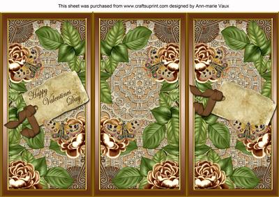 Vtea Roses Happy Valentines Day Quick Tri-fold Card