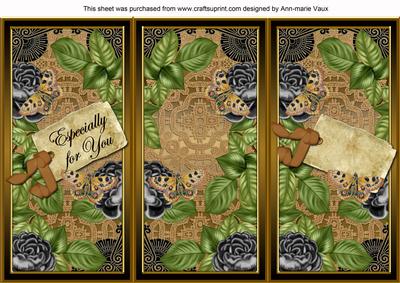Black Gold Roses Especially for You Quick Tri-fold Card