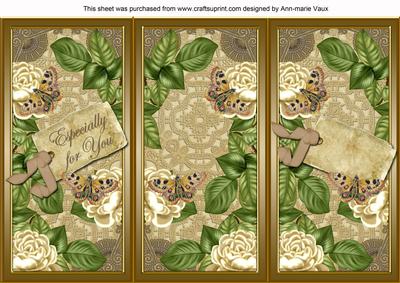 Cream Roses Especially for You Quick Tri-fold Card