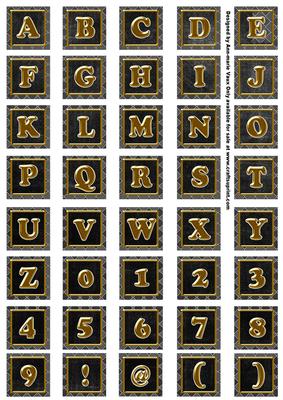 Black Check Alphabet Embellishment Sheet