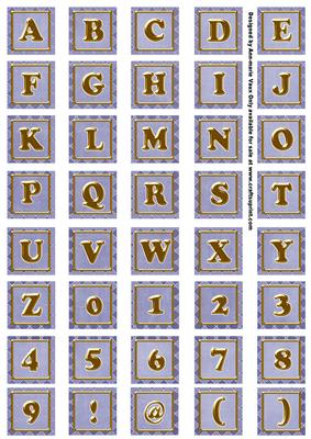 Blue Check Alphabet Embellishment Sheet