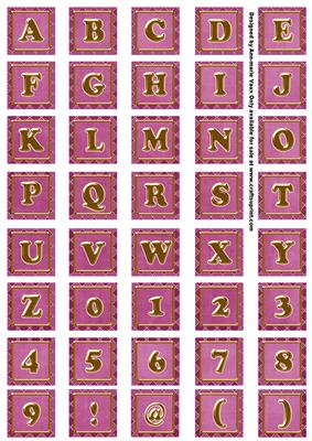 Cerise Check Alphabet Embellishment Sheet