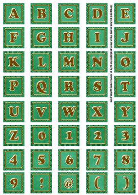 Dark Green Check Alphabet Embellishment Sheet