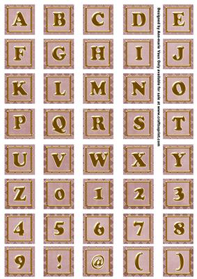 Dusky Pink Check Alphabet Embellishment Sheet