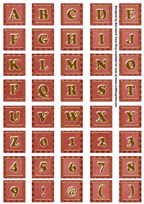 Dark Red Check Alphabet Embellishment Sheet