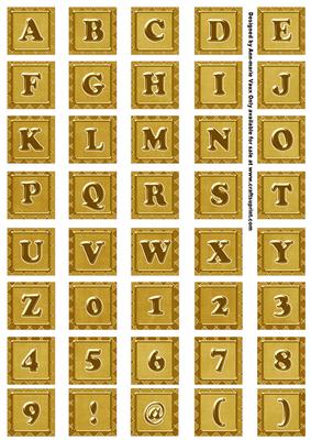 Gold Check Alphabet Embellishment Sheet